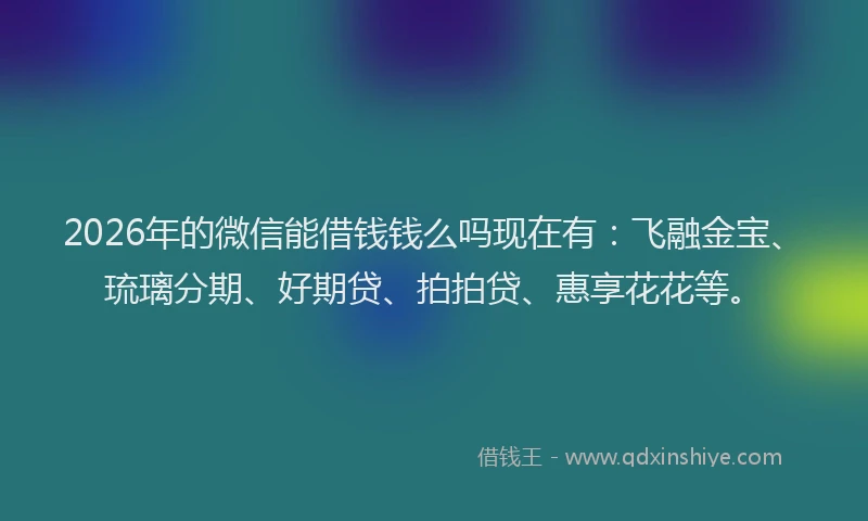2026年的微信能借钱钱么吗现在有：飞融金宝、琉璃分期、好期贷、拍拍贷、惠享花花等。