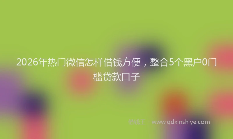 2026年热门微信怎样借钱方便，整合5个黑户0门槛贷款口子