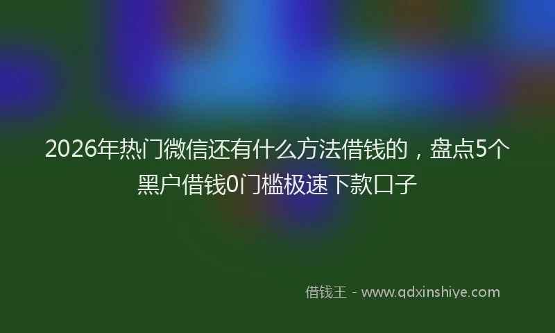 2026年热门微信还有什么方法借钱的，盘点5个黑户借钱0门槛极速下款口子