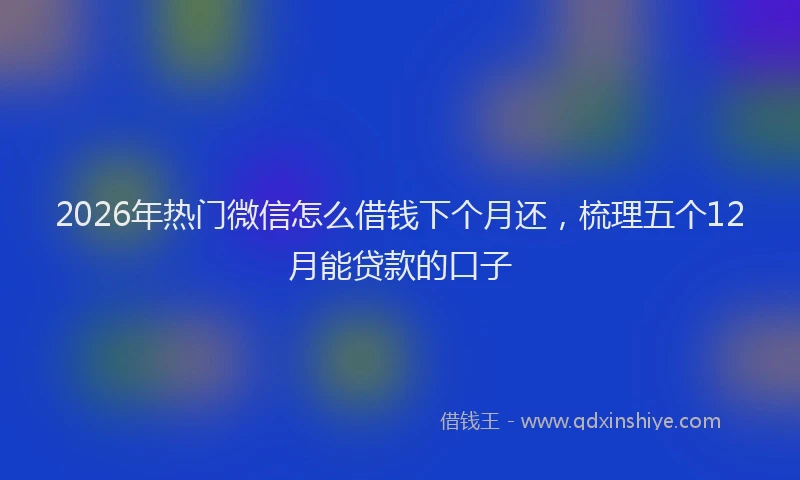 2026年热门微信怎么借钱下个月还,梳理五个12月能贷款的口子