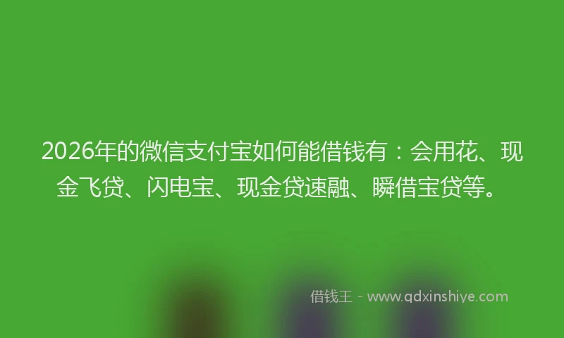 2026年的微信支付宝如何能借钱有：会用花、现金飞贷、闪电宝、现金贷速融、瞬借宝贷等。