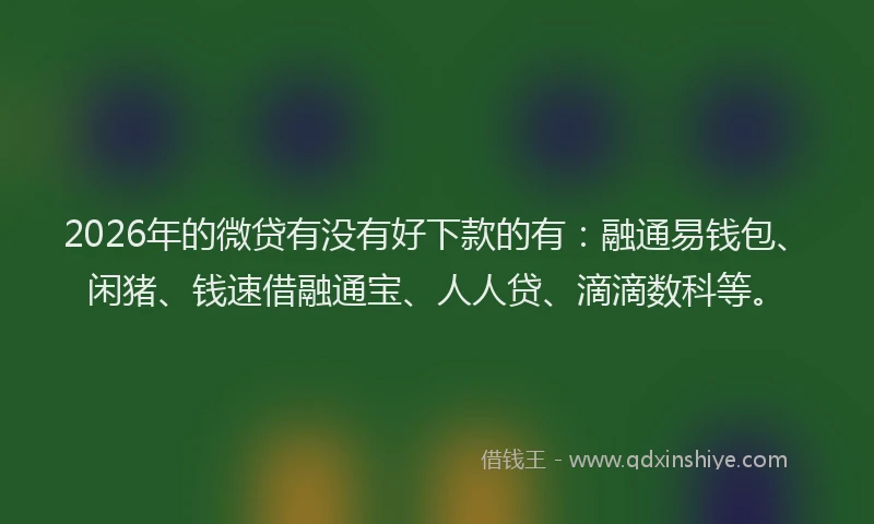 2026年的微贷有没有好下款的有：融通易钱包、闲猪、钱速借融通宝、人人贷、滴滴数科等。