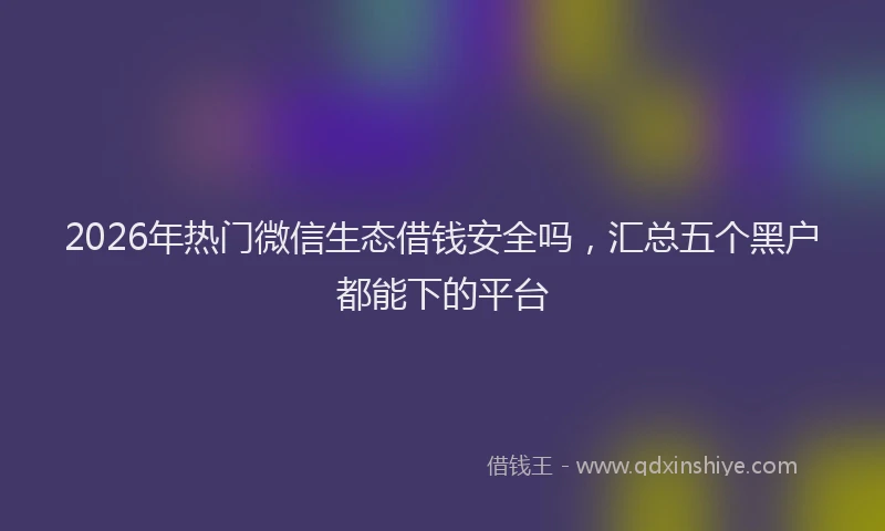 2026年热门微信生态借钱安全吗，汇总五个黑户都能下的平台