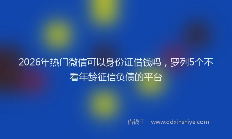 2026年热门微信可以身份证借钱吗，罗列5个不看年龄征信负债的平台