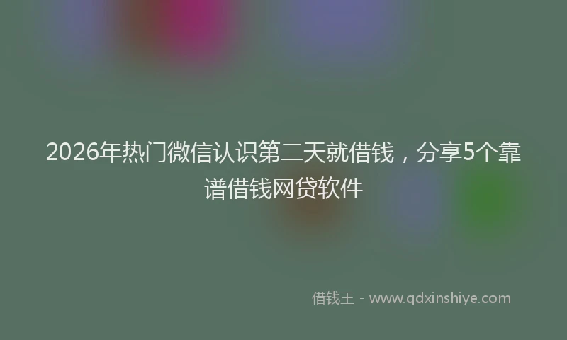 2026年热门微信认识第二天就借钱，分享5个靠谱借钱网贷软件