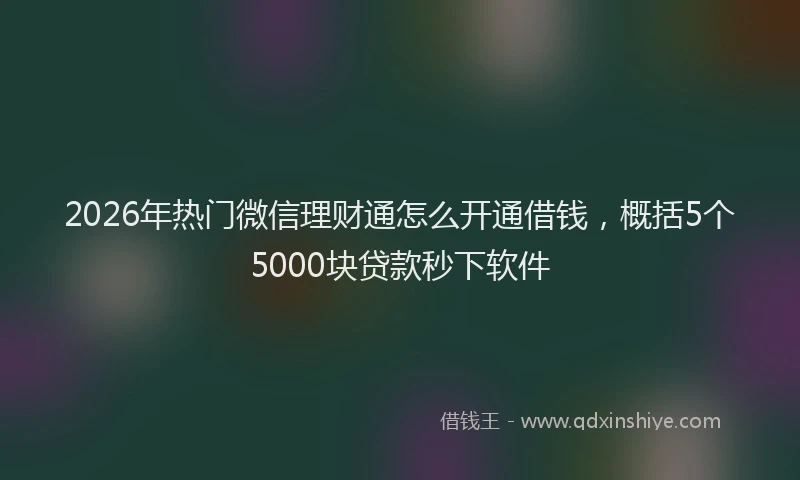 2026年热门微信理财通怎么开通借钱,概括5个5000块贷款秒下软件