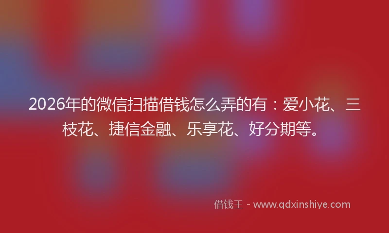 2026年的微信扫描借钱怎么弄的有：爱小花、三枝花、捷信金融、乐享花、好分期等。