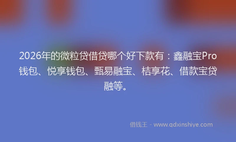 2026年的微粒贷借贷哪个好下款有：鑫融宝Pro钱包、悦享钱包、甄易融宝、桔享花、借款宝贷融等。