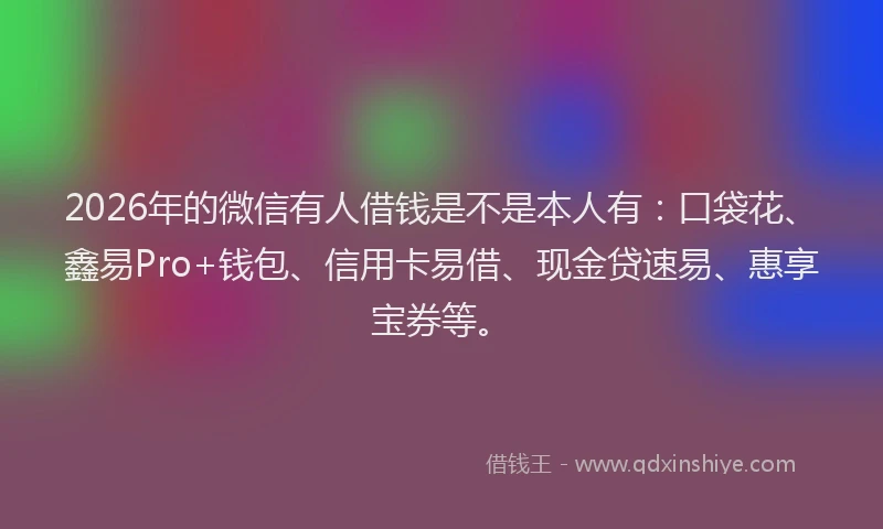 2026年的微信有人借钱是不是本人有：口袋花、鑫易Pro+钱包、信用卡易借、现金贷速易、惠享宝券等。