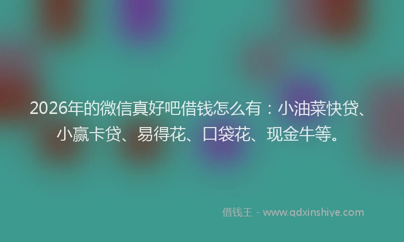 2026年的微信真好吧借钱怎么有：小油菜快贷、小赢卡贷、易得花、口袋花、现金牛等。