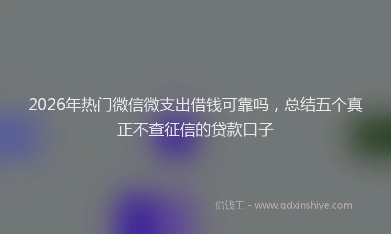 2026年热门微信微支出借钱可靠吗，总结五个真正不查征信的贷款口子