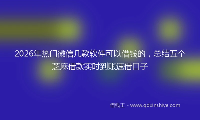 2026年热门微信几款软件可以借钱的，总结五个芝麻借款实时到账速借口子