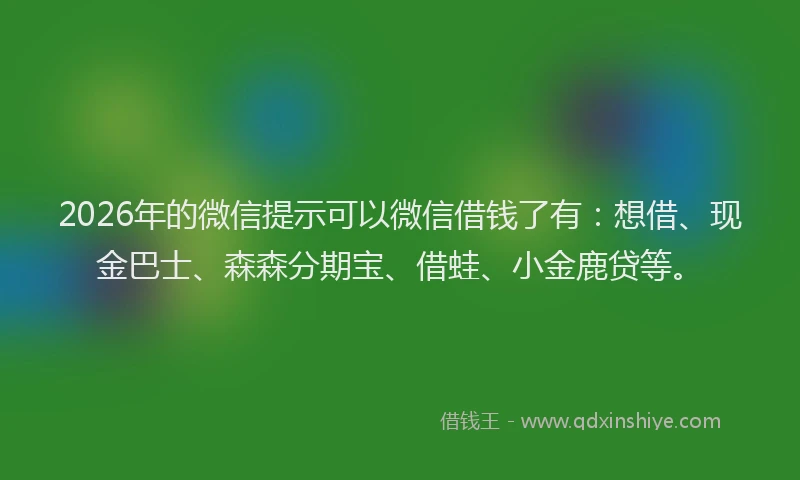 2026年的微信提示可以微信借钱了有:想借、现金巴士、森森分期宝、借蛙、小金鹿贷等。