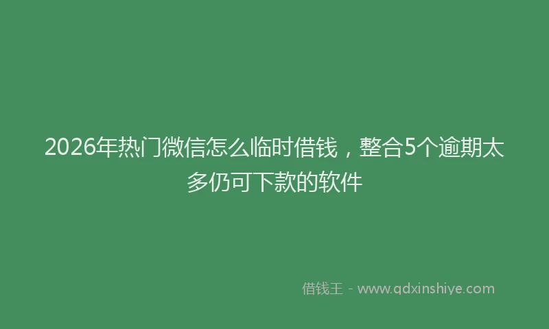 2026年热门微信怎么临时借钱，整合5个逾期太多仍可下款的软件