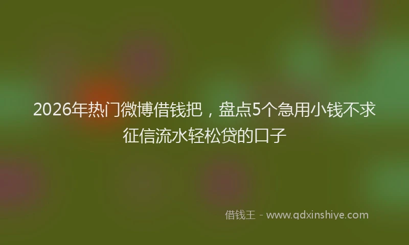 2026年热门微博借钱把，盘点5个急用小钱不求征信流水轻松贷的口子