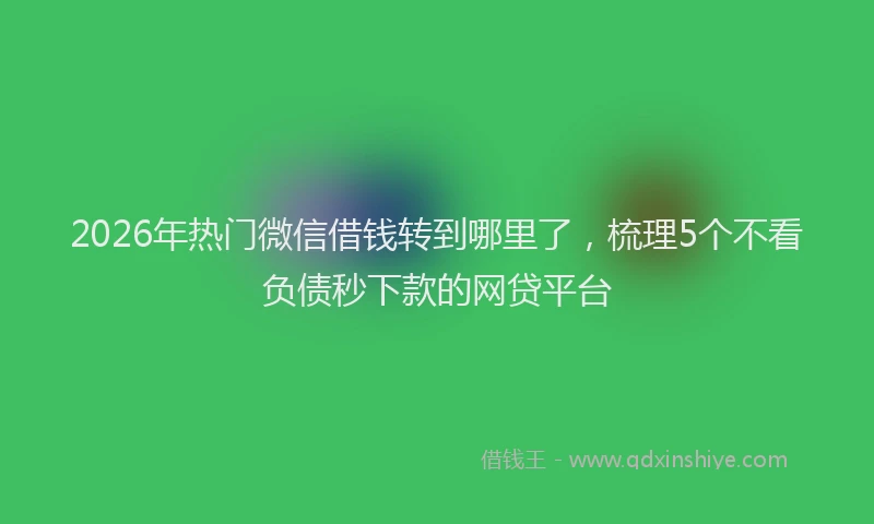 2026年热门微信借钱转到哪里了，梳理5个不看负债秒下款的网贷平台