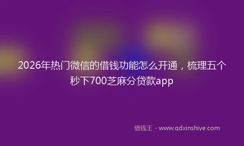 2026年热门微信的借钱功能怎么开通，梳理五个秒下700芝麻分贷款app