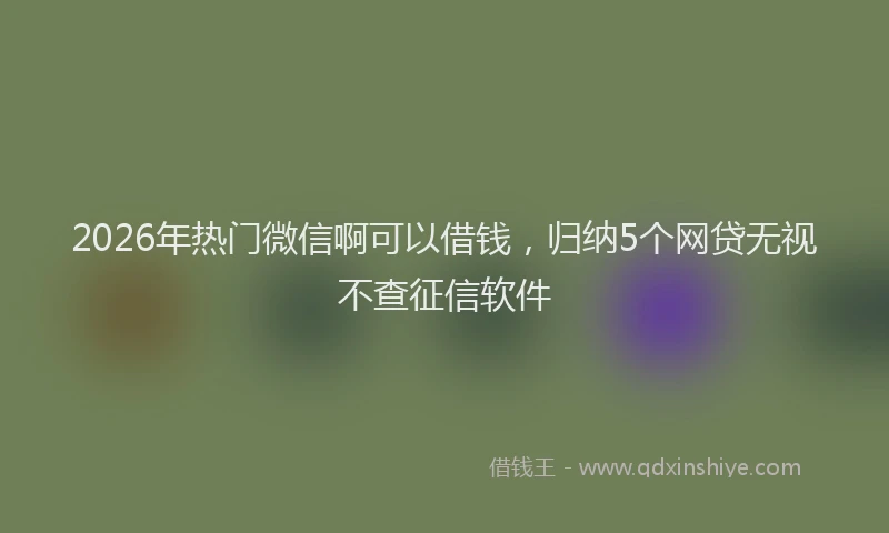 2026年热门微信啊可以借钱，归纳5个网贷无视不查征信软件