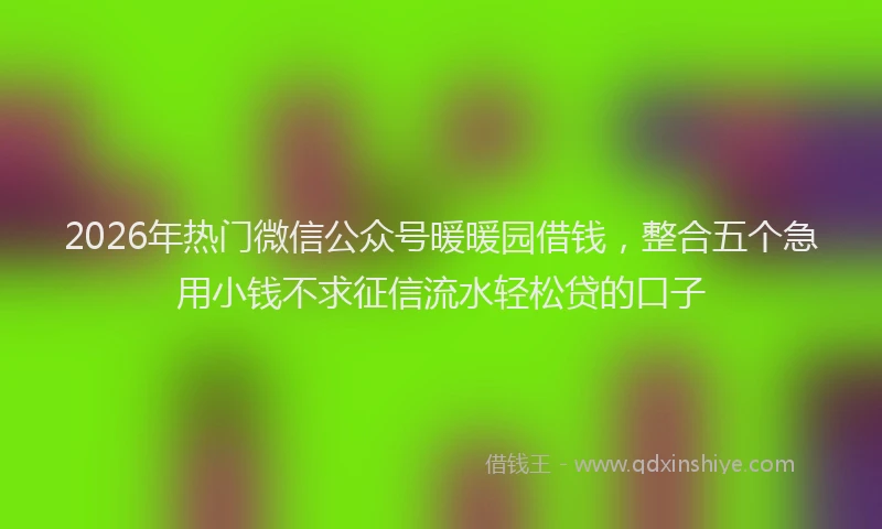 2026年热门微信公众号暖暖园借钱，整合五个急用小钱不求征信流水轻松贷的口子