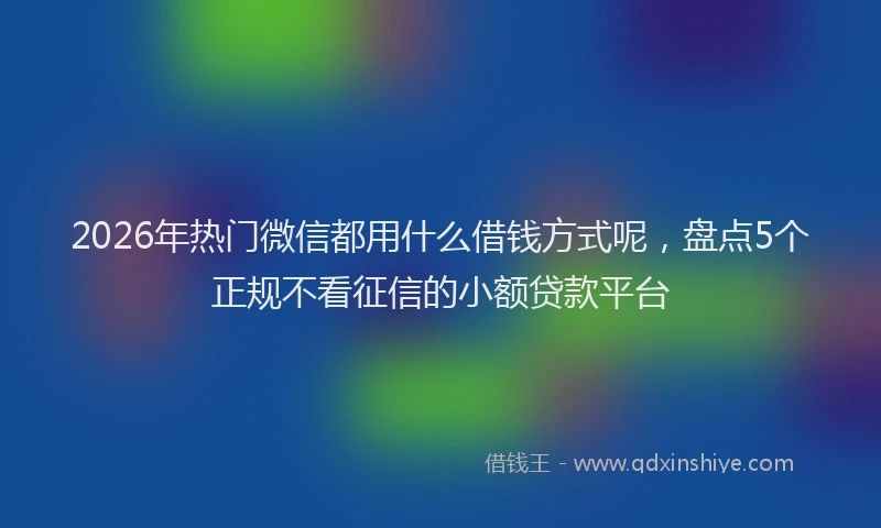2026年热门微信都用什么借钱方式呢，盘点5个正规不看征信的小额贷款平台