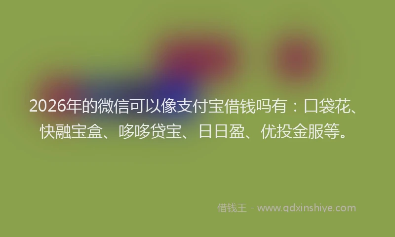 2026年的微信可以像支付宝借钱吗有：口袋花、快融宝盒、哆哆贷宝、日日盈、优投金服等。