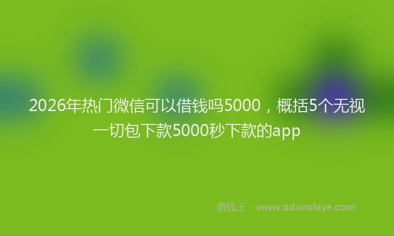 2026年热门微信可以借钱吗5000，概括5个无视一切包下款5000秒下款的app