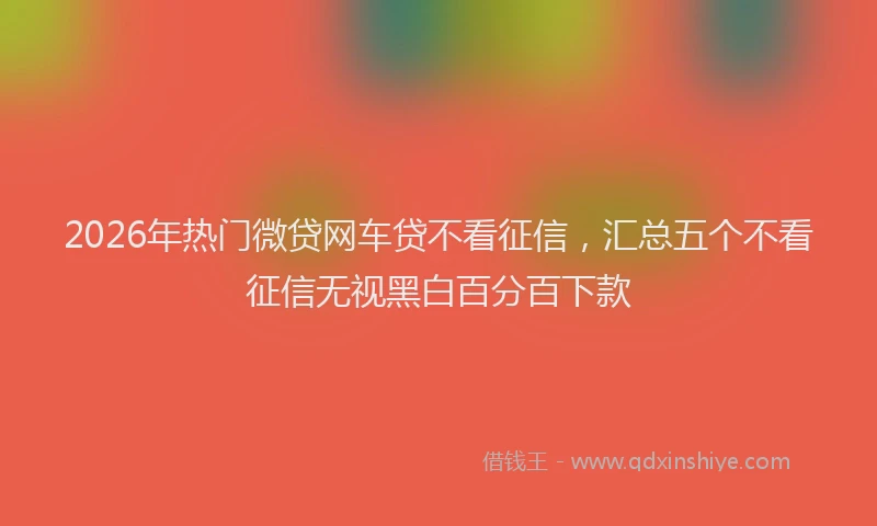 2026年热门微贷网车贷不看征信,汇总五个不看征信无视黑白百分百下款