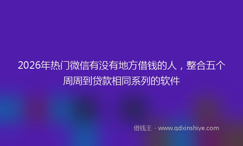 2026年热门微信有没有地方借钱的人，整合五个周周到贷款相同系列的软件