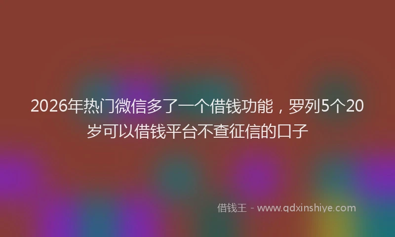 2026年热门微信多了一个借钱功能,罗列5个20岁可以借钱平台不查征信的口子