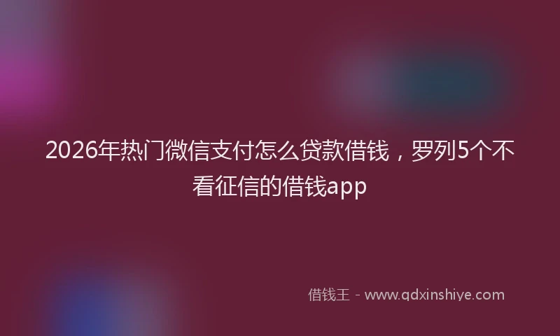 2026年热门微信支付怎么贷款借钱，罗列5个不看征信的借钱app