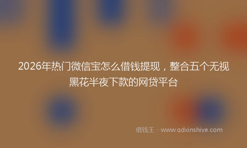 2026年热门微信宝怎么借钱提现，整合五个无视黑花半夜下款的网贷平台
