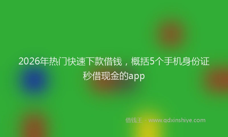 2026年热门快速下款借钱，概括5个手机身份证秒借现金的app