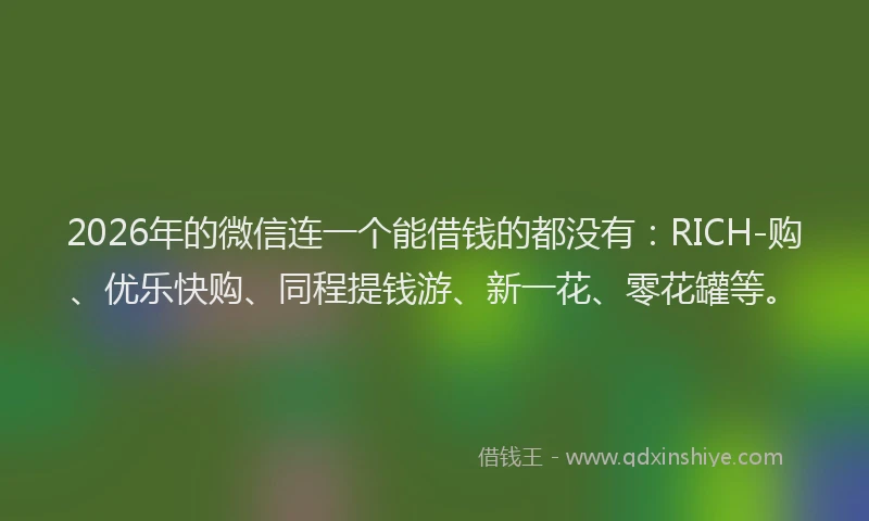 2026年的微信连一个能借钱的都没有:RICH-购、优乐快购、同程提钱游、新一花、零花罐等。