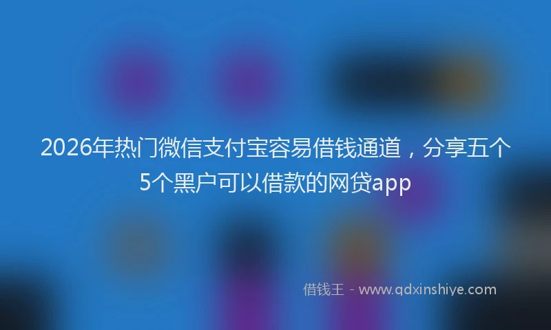 2026年热门微信支付宝容易借钱通道，分享五个5个黑户可以借款的网贷app