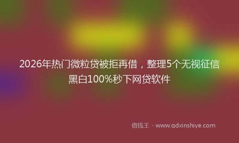 2026年热门微粒贷被拒再借，整理5个无视征信黑白100%秒下网贷软件