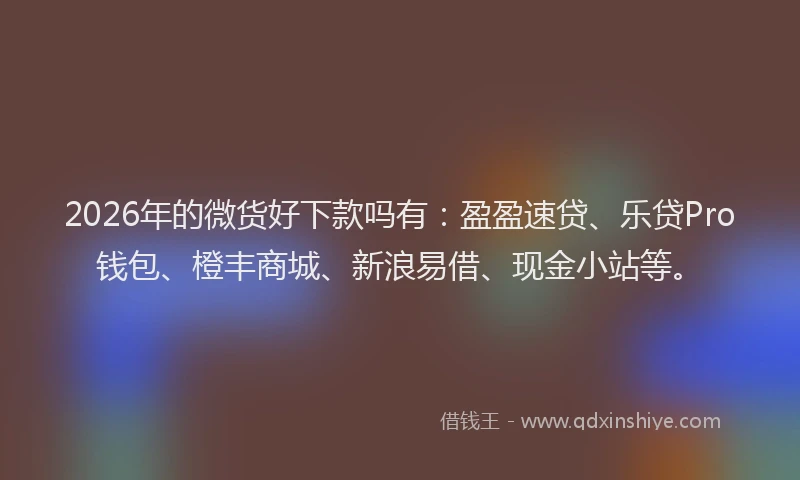 2026年的微货好下款吗有：盈盈速贷、乐贷Pro钱包、橙丰商城、新浪易借、现金小站等。