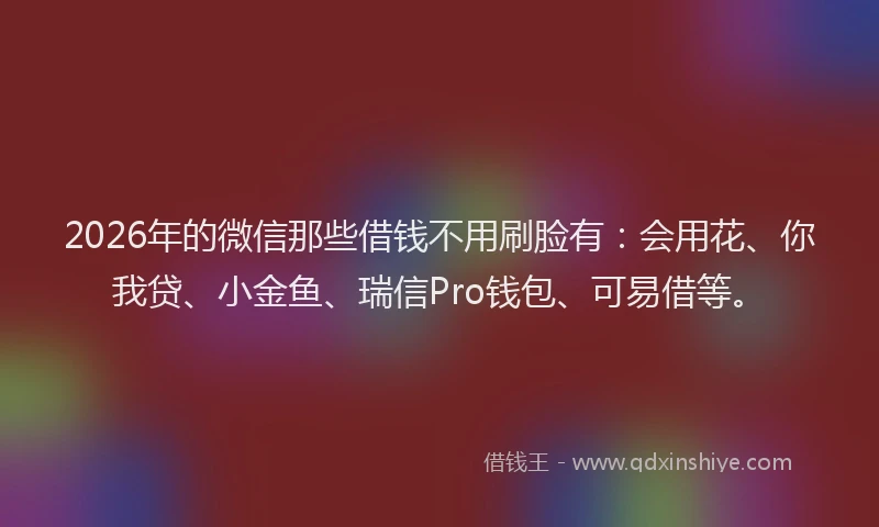 2026年的微信那些借钱不用刷脸有：会用花、你我贷、小金鱼、瑞信Pro钱包、可易借等。