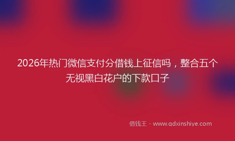 2026年热门微信支付分借钱上征信吗，整合五个无视黑白花户的下款口子