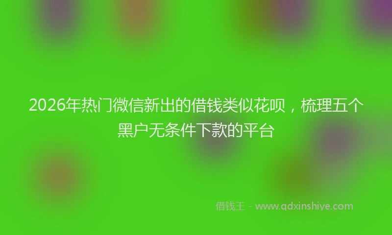 2026年热门微信新出的借钱类似花呗,梳理五个黑户无条件下款的平台