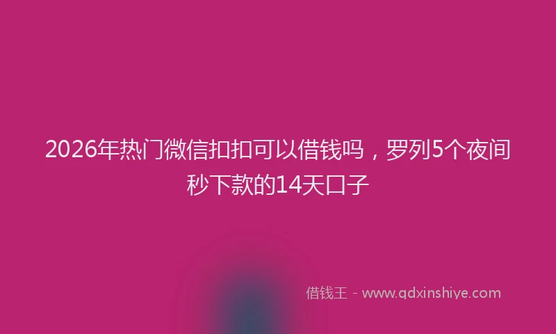 2026年热门微信扣扣可以借钱吗，罗列5个夜间秒下款的14天口子