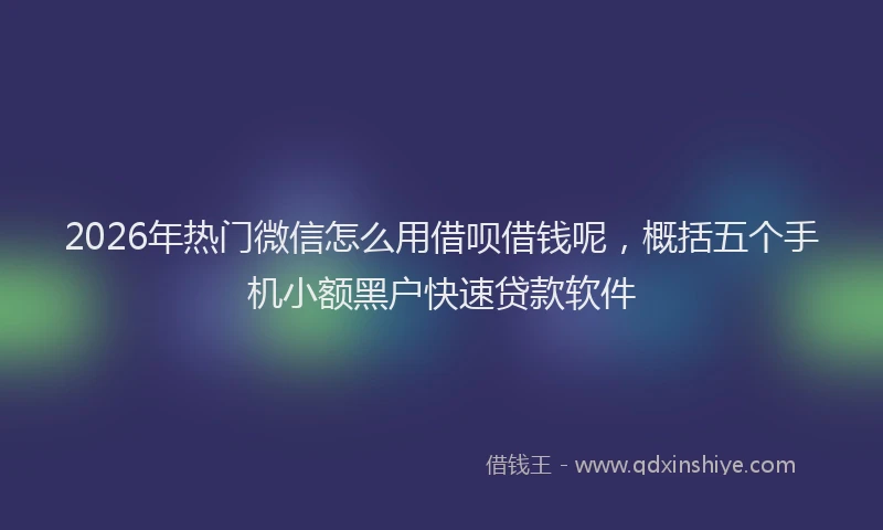 2026年热门微信怎么用借呗借钱呢，概括五个手机小额黑户快速贷款软件