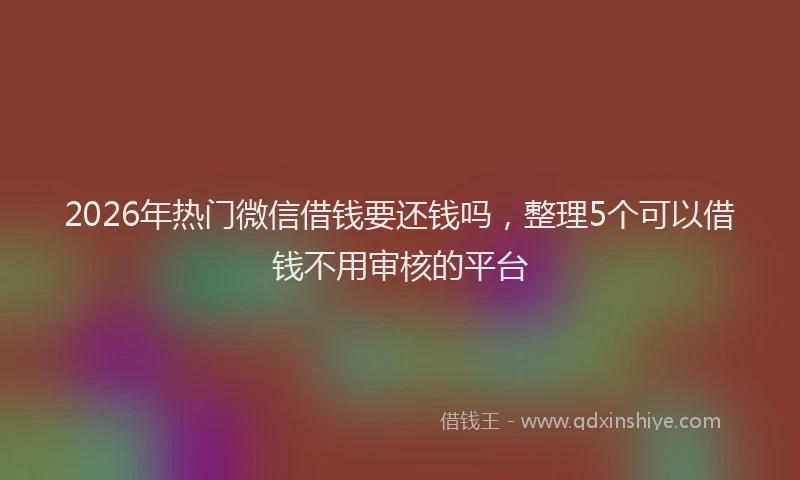 2026年热门微信借钱要还钱吗，整理5个可以借钱不用审核的平台