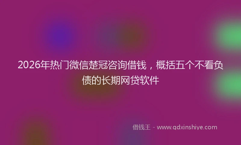 2026年热门微信楚冠咨询借钱，概括五个不看负债的长期网贷软件