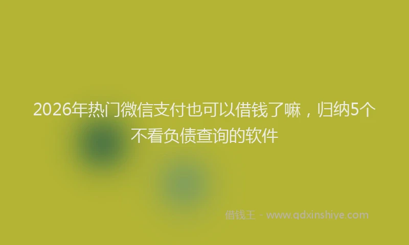 2026年热门微信支付也可以借钱了嘛，归纳5个不看负债查询的软件