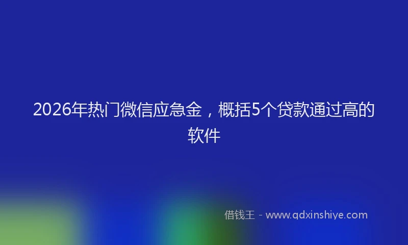 2026年热门微信应急金,概括5个贷款通过高的软件