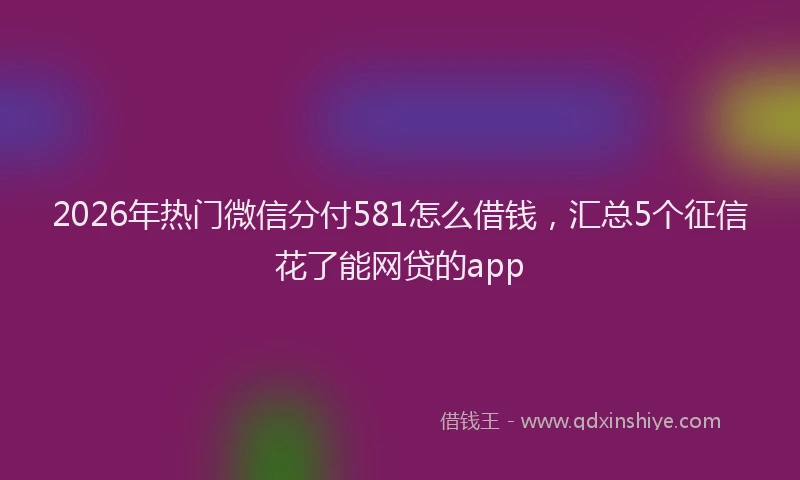 2026年热门微信分付581怎么借钱,汇总5个征信花了能网贷的app