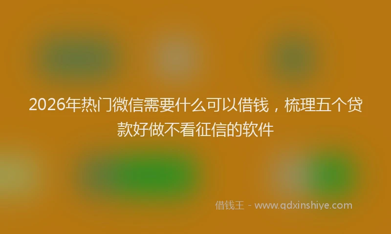 2026年热门微信需要什么可以借钱，梳理五个贷款好做不看征信的软件