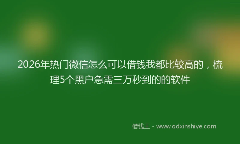 2026年热门微信怎么可以借钱我都比较高的，梳理5个黑户急需三万秒到的的软件