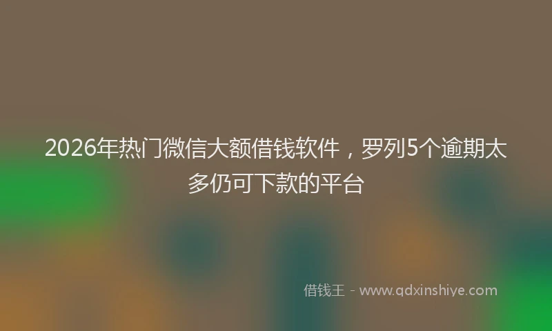2026年热门微信大额借钱软件,罗列5个逾期太多仍可下款的平台