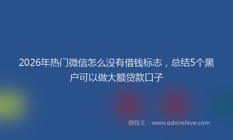 2026年热门微信怎么没有借钱标志,总结5个黑户可以做大额贷款口子